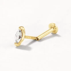 Laboratory-Grown Diamond Marquise Helix Single Stud Earring In 10k Gold -Fashion Accessories Store laboratory grown diamond marquise helix single stud earring in 10k gold medley jewellery earrings 41810429214950