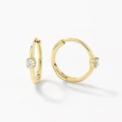 Laboratory-Grown Diamond Solitaire Huggie Earrings In 10k Gold
