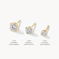 Laboratory-Grown Diamond Round Stud Earrings In 10k Gold -Fashion Accessories Store laboratory grown diamond studs 10k gold medley jewellery earrings 39065109463270