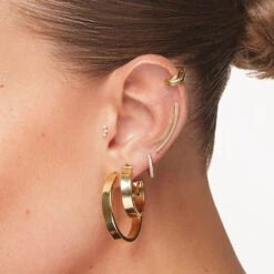 Laboratory-Grown Diamond Trio Bar Helix Single Stud Earring In 10k Gold -Fashion Accessories Store laboratory grown diamond trio bar helix single stud earring in 10k gold medley jewellery earrings 40469842723046