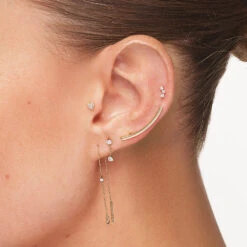 Laboratory-Grown Diamond Trio Bar Helix Single Stud Earring In 10k Gold -Fashion Accessories Store laboratory grown diamond trio bar helix single stud earring in 10k gold medley jewellery earrings 40469844918502