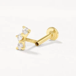 Laboratory-Grown Diamond Trio Bar Helix Single Stud Earring In 10k Gold -Fashion Accessories Store laboratory grown diamond trio bar helix single stud earring in 10k gold medley jewellery earrings 40470380806374