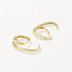 Double Lobe Cuff Huggie Earring In 10k Gold -Fashion Accessories Store lobe cuff huggie earring in 10k gold medley jewellery earrings 39932652355814