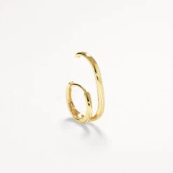 Double Lobe Cuff Huggie Earring In 10k Gold -Fashion Accessories Store lobe cuff huggie earring in 10k gold medley jewellery earrings 39932652388582