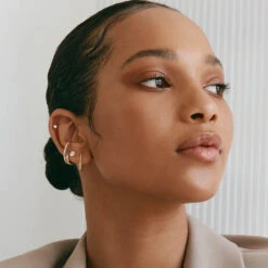 Double Lobe Cuff Huggie Earring In 10k Gold -Fashion Accessories Store lobe cuff huggie earring in 10k gold medley jewellery earrings 39937062699238