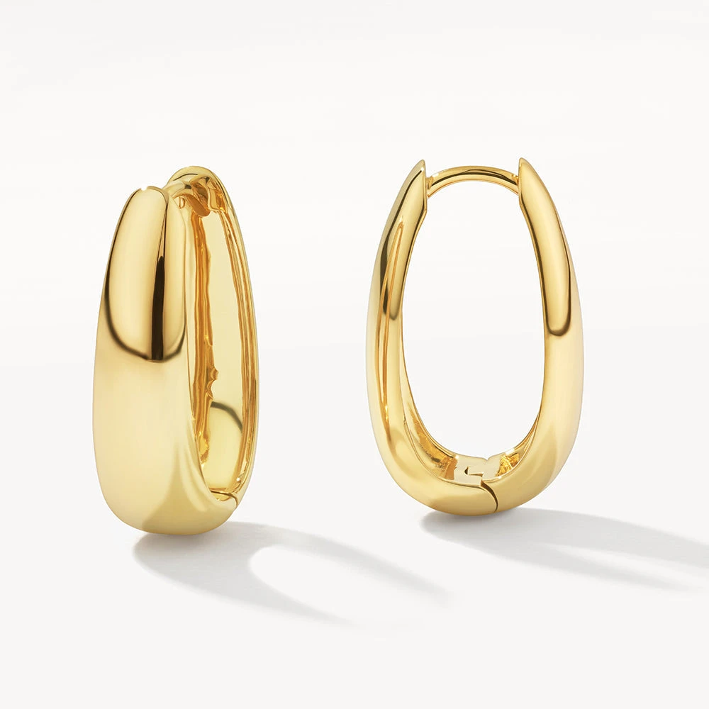 Elongated Dome Hoops In Gold 1 Elongated Dome Hoops In Gold