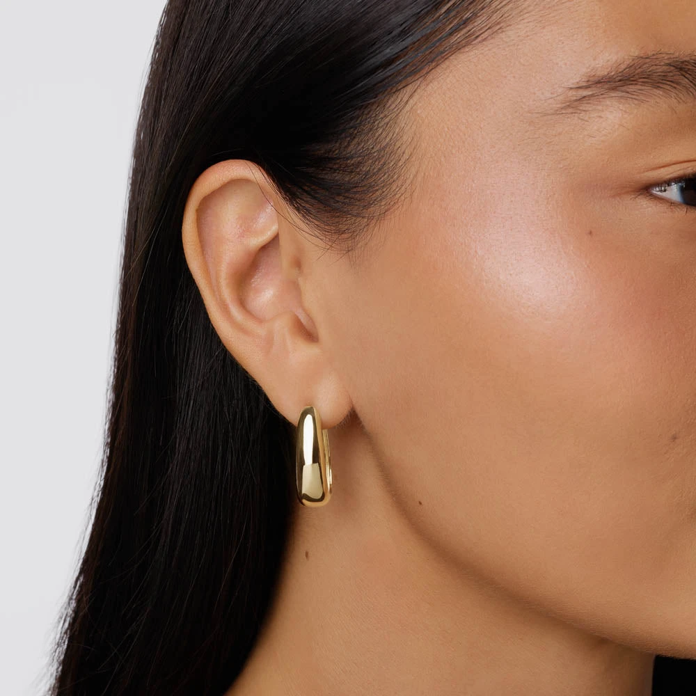 Elongated Dome Hoops In Gold 8 Elongated Dome Hoops In Gold - Image 8