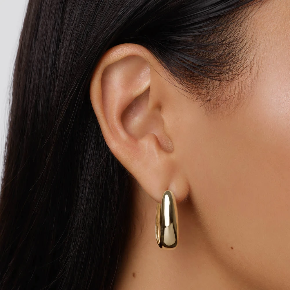 Elongated Dome Hoops In Gold 2 Elongated Dome Hoops In Gold - Image 2