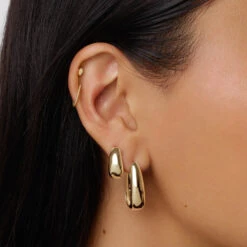 Elongated Dome Hoops In Gold 14 Elongated Dome Hoops In Gold -Fashion Accessories Store maxi dome hoops in gold medley jewellery earrings 39441666310374