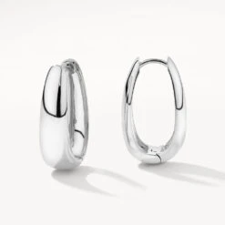 Elongated Dome Hoops In Silver