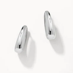 Elongated Dome Hoops In Silver -Fashion Accessories Store maxi dome hoops in silver medley jewellery earrings 39417870319846
