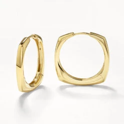 Maxi Square Edge Hoops In Gold