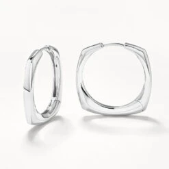 Maxi Square Edge Hoops In Silver