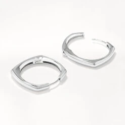 Maxi Square Edge Hoops In Silver -Fashion Accessories Store maxi square edge hoops in silver medley jewellery earrings 40460031230182