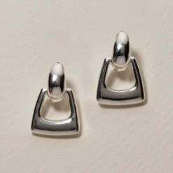 Doorknocker Hoop Stud Earrings In Silver -Fashion Accessories Store medley x dinnara doorknocker hoop stud earrings in silver medley jewellery earrings 42592454901990