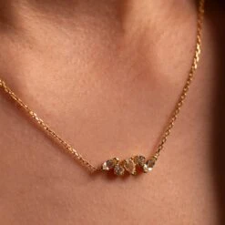 White Topaz Pendant Necklace In Gold -Fashion Accessories Store medley x dinnara white topaz pendant necklace in gold medley jewellery necklace 42592618119398