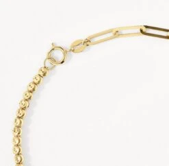 Micro Beaded Half Paperclip Chain Bracelet In 10k Gold -Fashion Accessories Store micro beaded half paperclip chain bracelet in 10k gold medley jewellery bangle bracelet 41819607302374