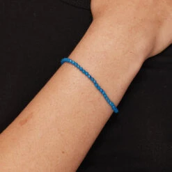 Micro Blue Agate Bead Bracelet In Gold -Fashion Accessories Store micro blue agate bead bracelet in gold medley jewellery bangle bracelet 42638709031142