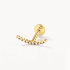 Micro Diamond Climber Helix Single Stud Earring In 10k Gold