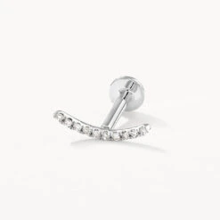 Micro Diamond Climber Helix Single Stud Earring In Silver