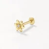 Micro Diamond Daisy Helix Single Stud Earring In 10k Gold