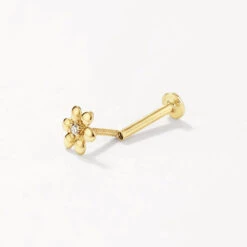 Micro Diamond Daisy Helix Single Stud Earring In 10k Gold -Fashion Accessories Store micro diamond daisy helix single stud earring in 10k gold medley jewellery earrings 42638508687590
