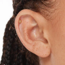 Micro Diamond Daisy Helix Single Stud Earring In 10k Gold -Fashion Accessories Store micro diamond daisy helix single stud earring in 10k gold medley jewellery earrings 42638741143782