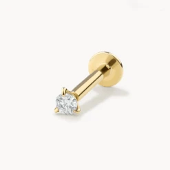Micro Diamond Helix Single Stud Earring In 10k Gold