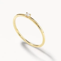 Micro Diamond Round Solitaire Ring In 10k Gold -Fashion Accessories Store micro diamond round solitaire ring in 10k gold medley jewellery ring 39932651110630