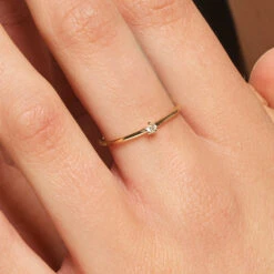 Micro Diamond Round Solitaire Ring In 10k Gold -Fashion Accessories Store micro diamond round solitaire ring in 10k gold medley jewellery ring 39933076799718