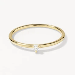 Micro Diamond Round Solitaire Ring In 10k Gold