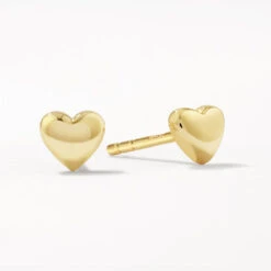 Micro Heart Stud Earrings In 10k Gold