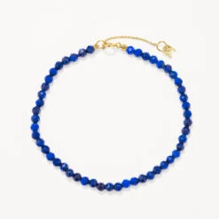 Micro Lapis Lazuli Bead Bracelet In Gold