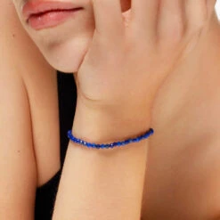 Micro Lapis Lazuli Bead Bracelet In Gold -Fashion Accessories Store micro lapis lazuli bead necklace in gold medley jewellery bangle bracelet 39724381733094