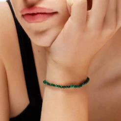 Micro Malachite Bead Bracelet In Gold -Fashion Accessories Store micro malachite bead bracelet in gold medley jewellery bangle bracelet 39724382552294