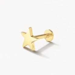 Micro Star Helix Single Stud Earring In 10k Gold