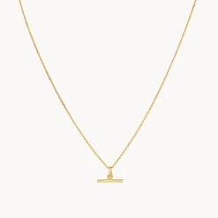Micro T-Bar Necklace In 10k Gold -Fashion Accessories Store micro t bar necklace in 10k gold medley jewellery necklace 41223658602726