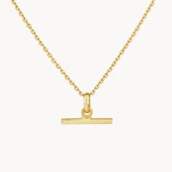 Micro T-Bar Necklace In 10k Gold