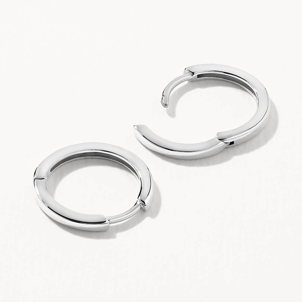 Midi Charm Huggie Earrings In Silver 8 Midi Charm Huggie Earrings In Silver - Image 8