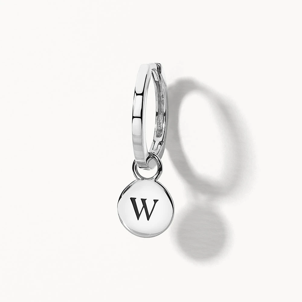 Midi Charm Huggie Earrings In Silver 6 Midi Charm Huggie Earrings In Silver - Image 6