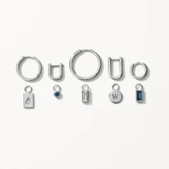 Midi Charm Huggie Earrings In Silver 26 Midi Charm Huggie Earrings In Silver -Fashion Accessories Store midi charm huggie earrings in silver medley jewellery earrings 39093534818534