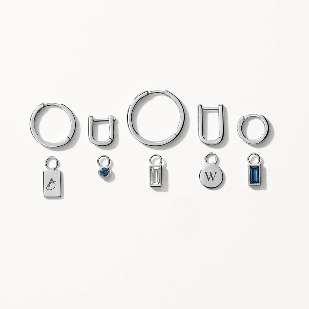 Midi Charm Huggie Earrings In Silver 13 Midi Charm Huggie Earrings In Silver - Image 13