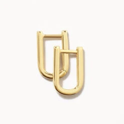 Midi Charm Paperclip Huggie Earrings In 10k Gold