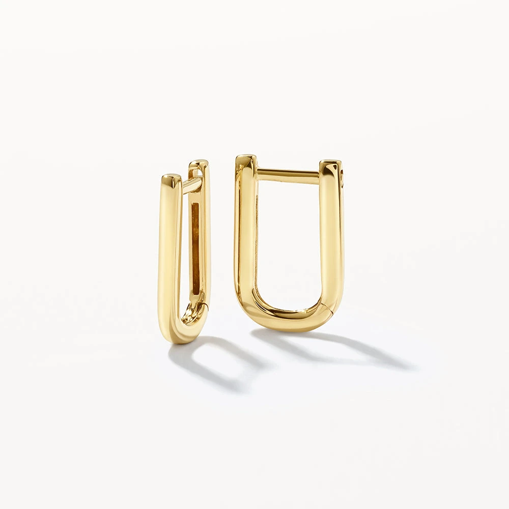 Midi Charm Paperclip Huggie Earrings In 10k Gold 8 Midi Charm Paperclip Huggie Earrings In 10k Gold - Image 8