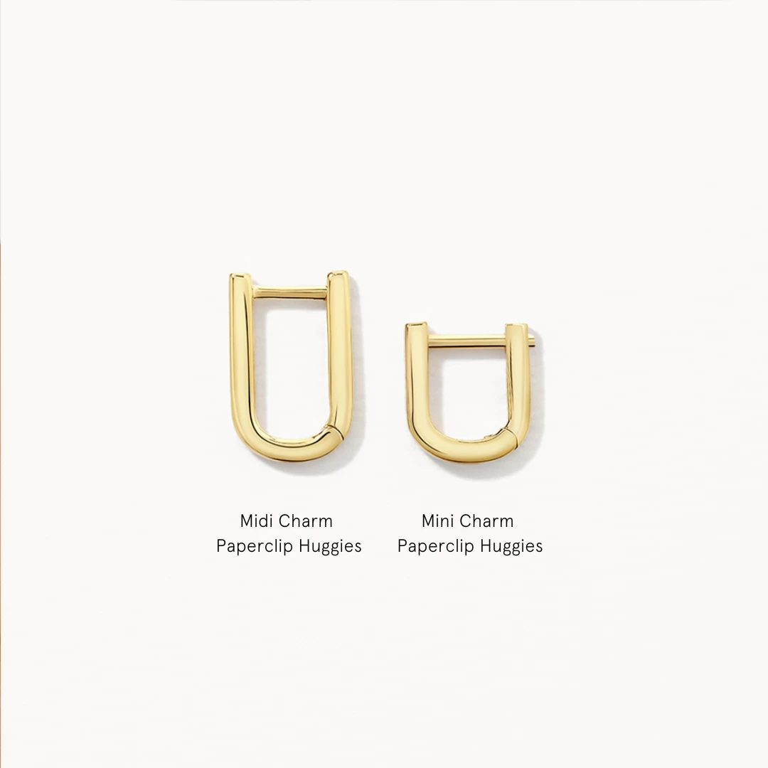 Midi Charm Paperclip Huggie Earrings In 10k Gold 11 Midi Charm Paperclip Huggie Earrings In 10k Gold - Image 11