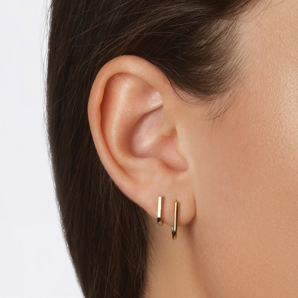 Midi Charm Paperclip Huggie Earrings In 10k Gold 9 Midi Charm Paperclip Huggie Earrings In 10k Gold - Image 9