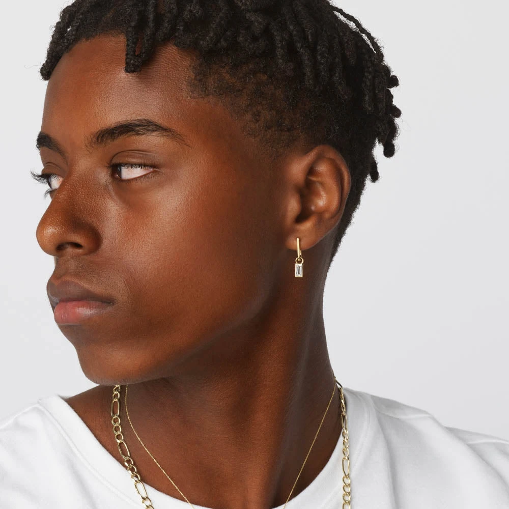 Midi Charm Paperclip Huggie Earrings In 10k Gold 5 Midi Charm Paperclip Huggie Earrings In 10k Gold - Image 5