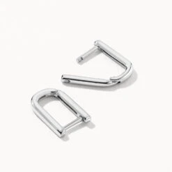 Midi Charm Paperclip Huggie Earrings In Silver -Fashion Accessories Store midi charm paperclip huggie earrings in silver medley jewellery earrings 39071874089190