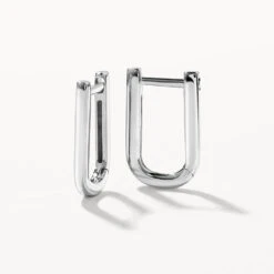 Midi Charm Paperclip Huggie Earrings In Silver -Fashion Accessories Store midi charm paperclip huggie earrings in silver medley jewellery earrings 39071874121958