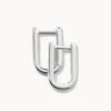 Midi Charm Paperclip Huggie Earrings In Silver